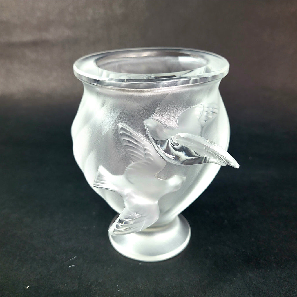 Lalique France Crystal Glass Rosine Vase