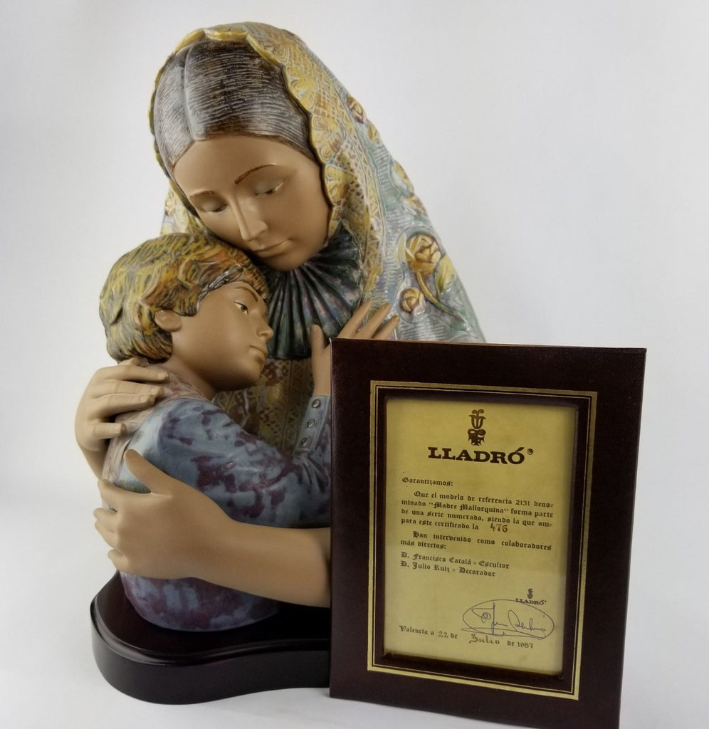 Lladro Porcelain Madre Mallorquina Mother & Son Sculpture 122 Signed Juan Lladro