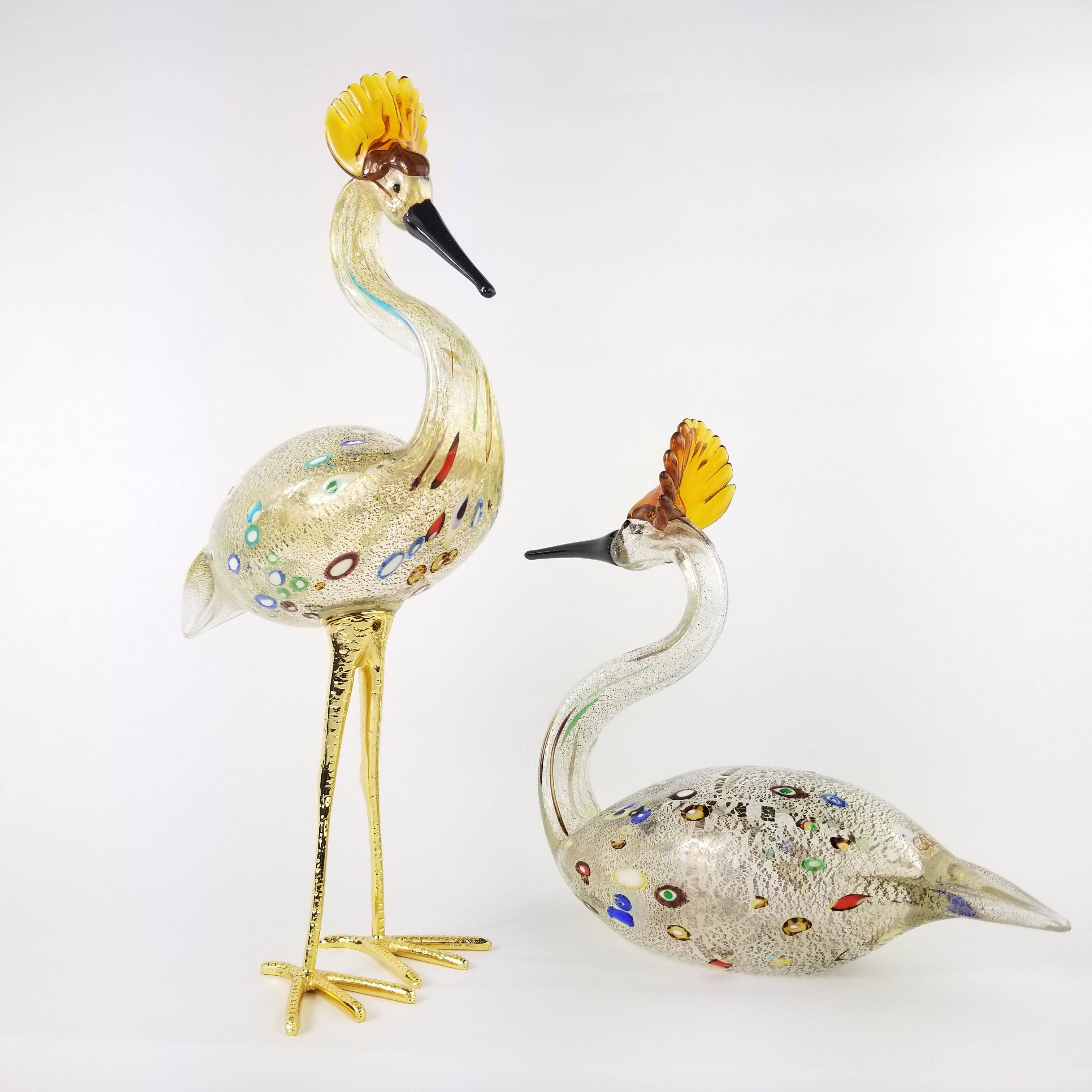 Luigi Mellara Murano Art Glass Birds Set of 2 - City Farmhouse
