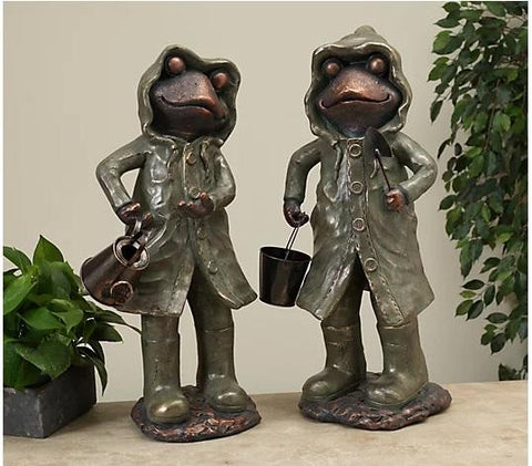 Magnesium Garden Frog Figurine Pair
