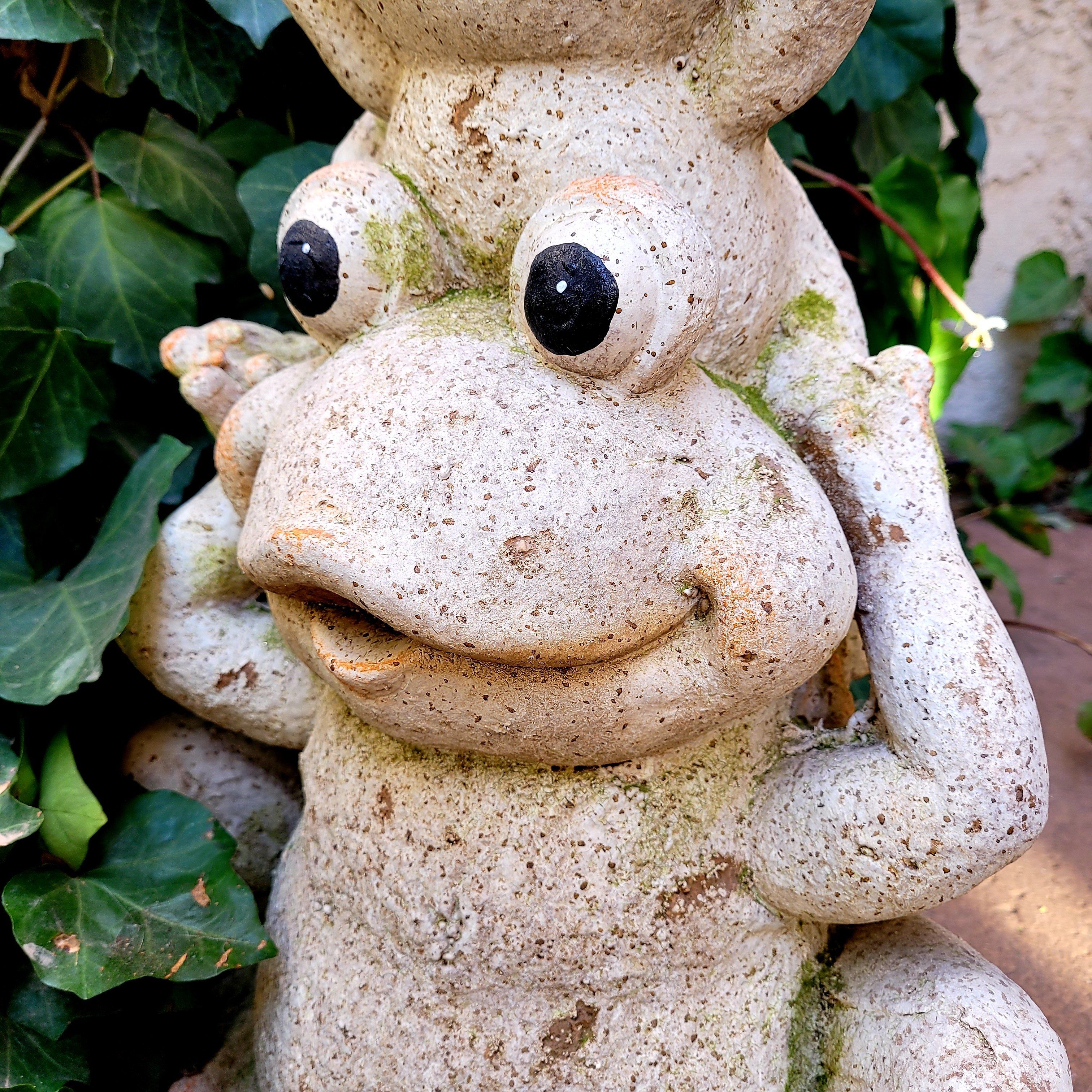 Haitianhome Solar Garden Statue Frog Figurine - Cute Frog Statue on  Mushroom Sculpture with Solar Light, Waterproof Resin Toad Frog Garden  Decor for