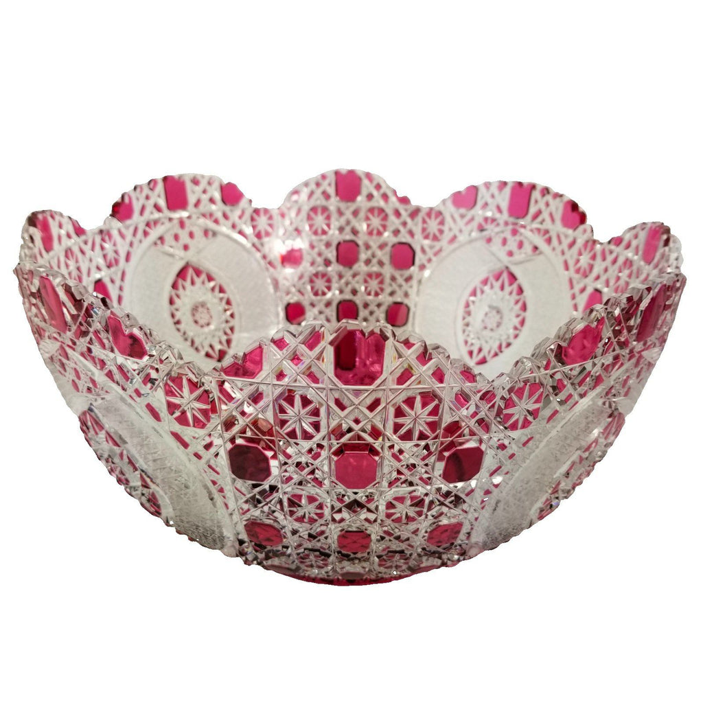 Meissen Crystal Cranberry Cut To Clear Centerpiece Bowl