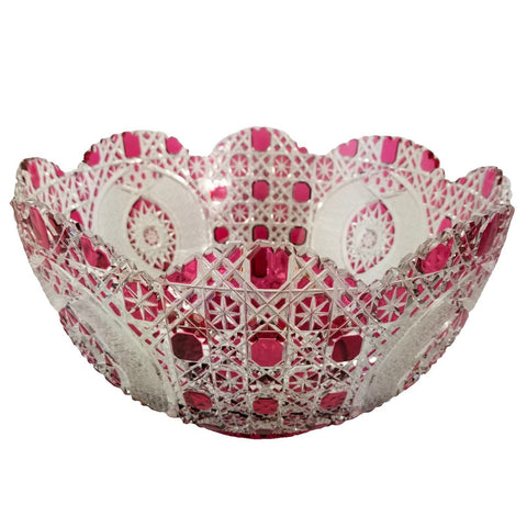 Meissen Crystal Cranberry Cut To Clear Centerpiece Bowl