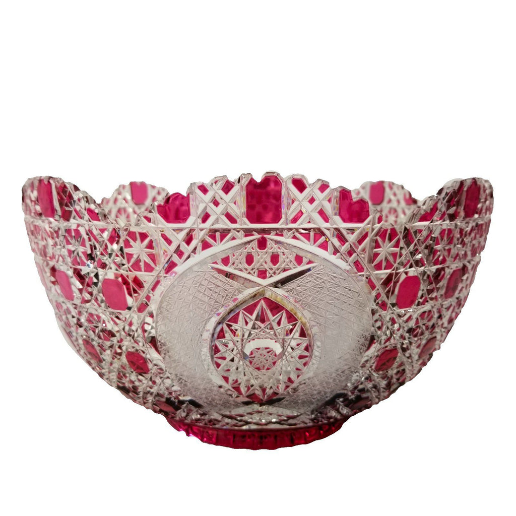 Meissen Crystal Cranberry Cut To Clear Centerpiece Bowl