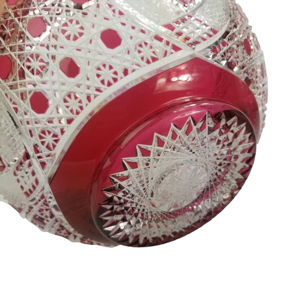 Meissen Crystal Cranberry Cut To Clear Centerpiece Bowl