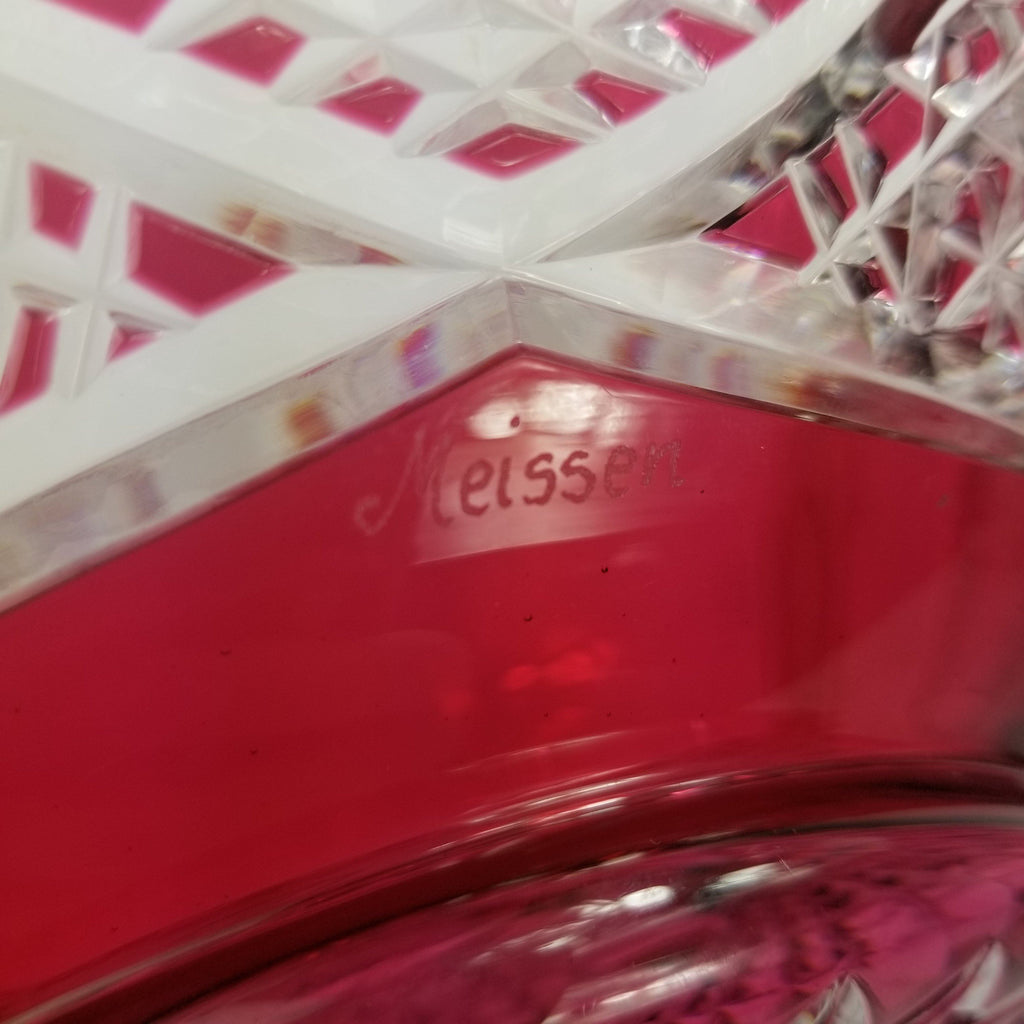 Meissen Crystal Cranberry Cut To Clear Centerpiece Bowl