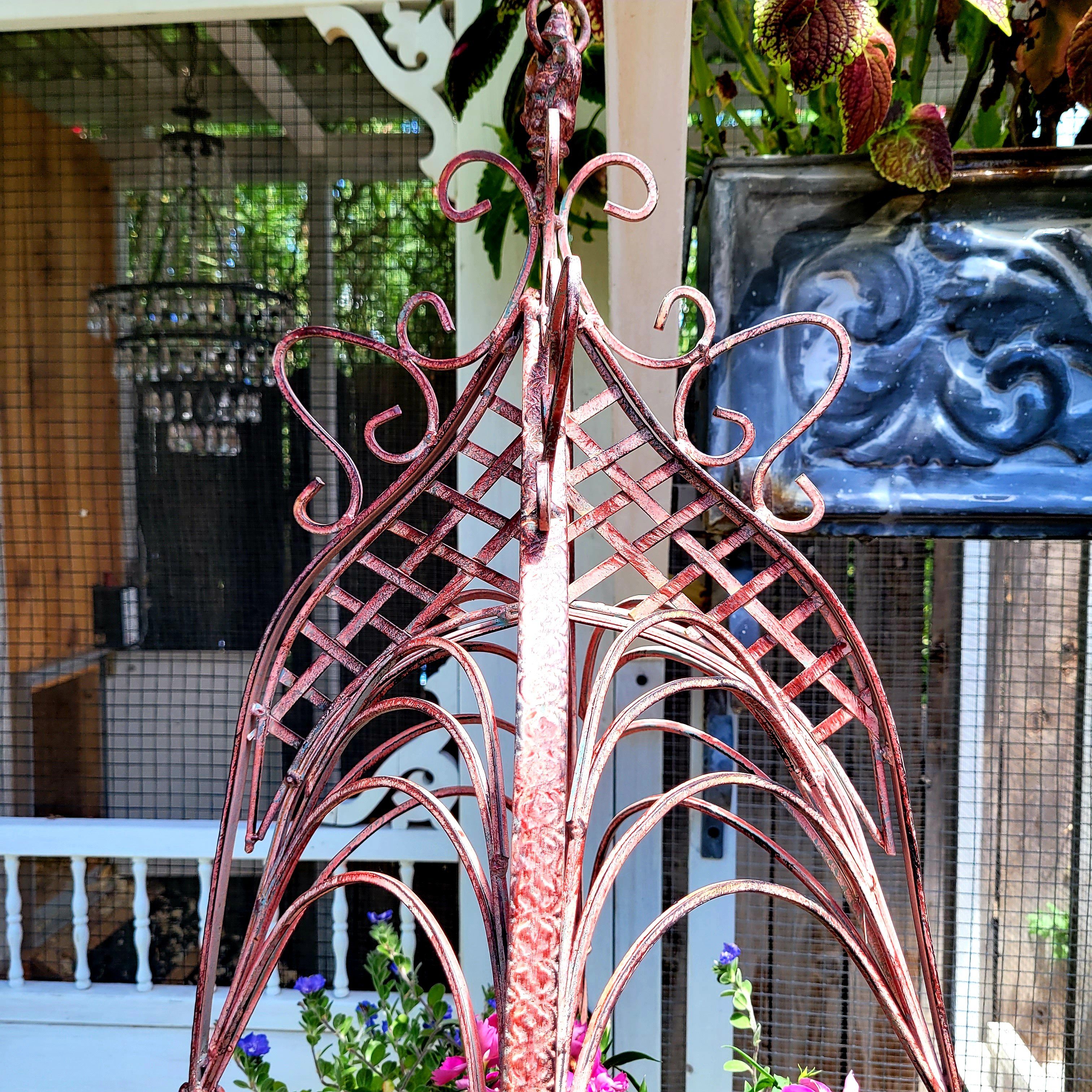 hanging plant baskets Metal Wrought Iron Large Hanging Flower Planter Basket Rust Large