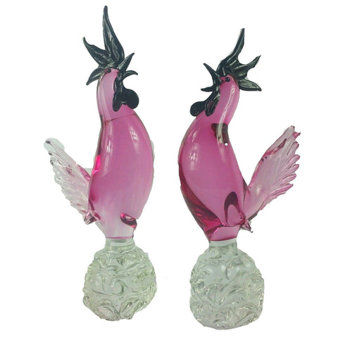 Murano Glass Roosters Set of 2