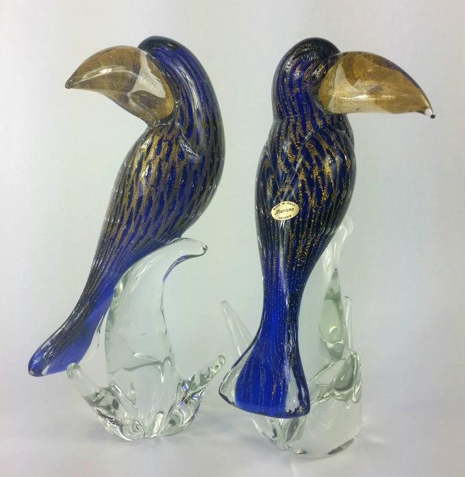 Murano Glass Toucan Birds Set Of 2
