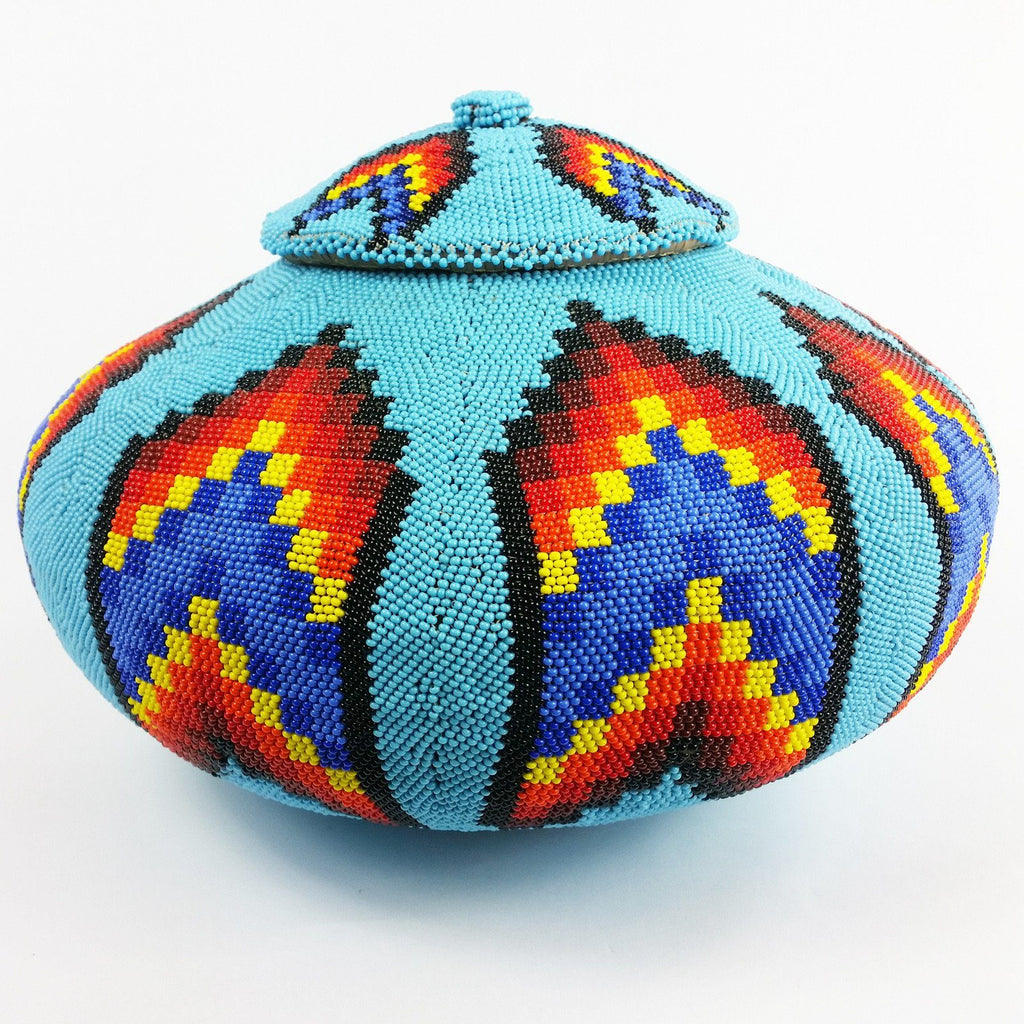 Native American Hand Beaded Basket Peyote Stitch