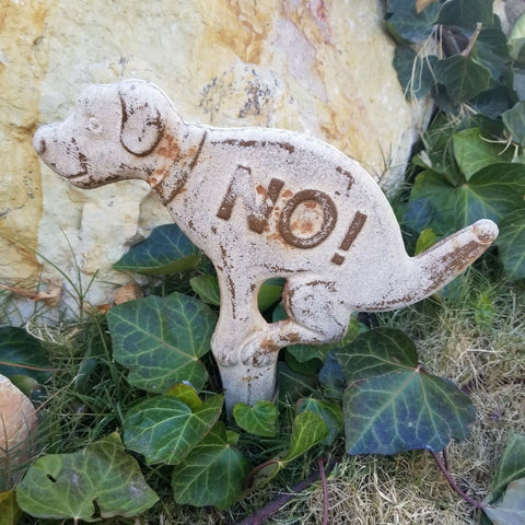 No Pooping Iron Dog Sign