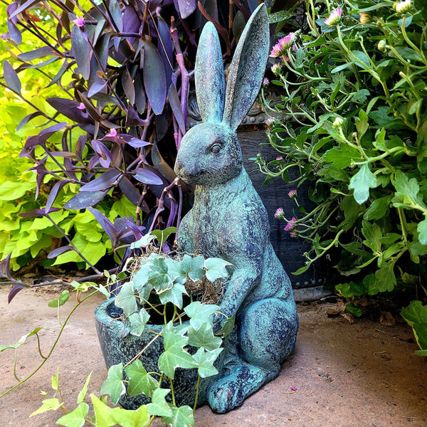 Resin Bunny Rabbit Garden Planter - City Farmhouse Antiques