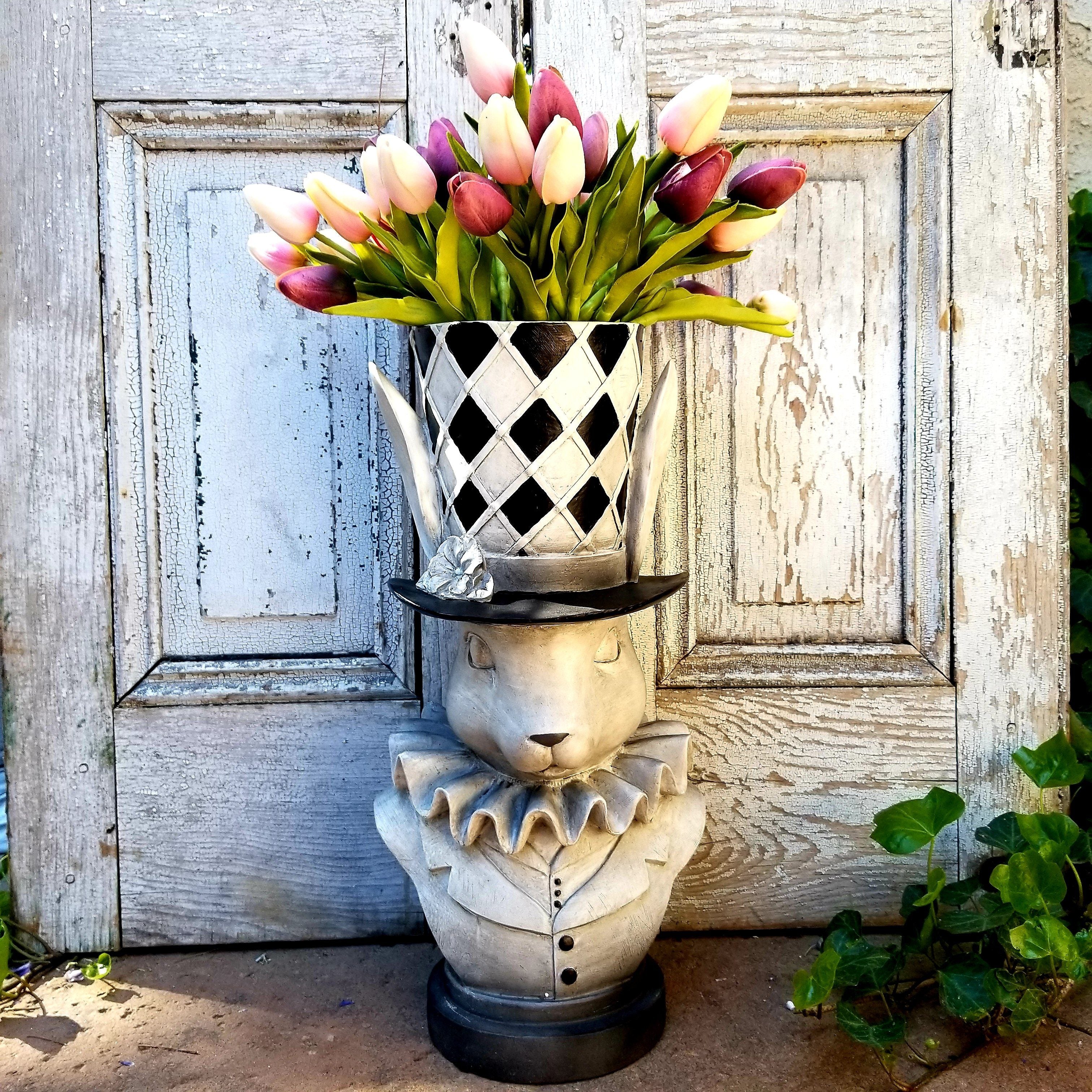 bust planter pot Resin Top Hat Bunny Rabbit Bust Flower Pot