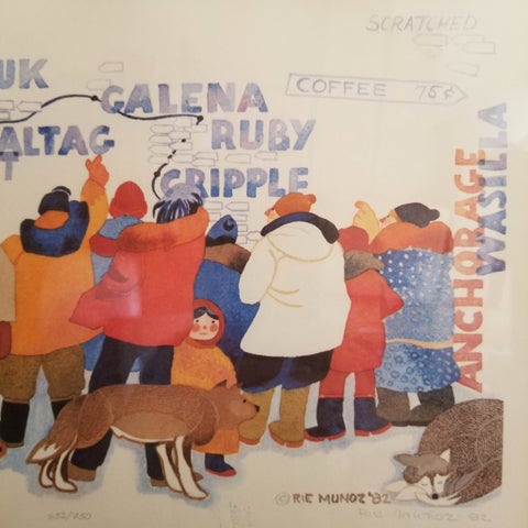 Rie Munoz Limited Edition Lithograph Titled Iditarod Headquarters