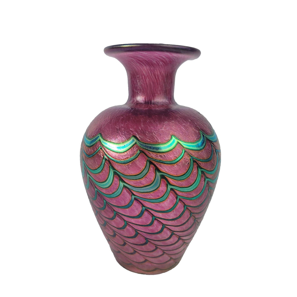 Robert Held Hand Blown Studio Art Glass Iridescent Pink Vase