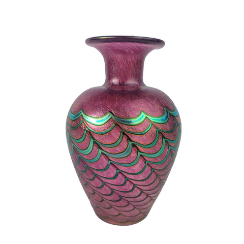 Robert Held Hand Blown Studio Art Glass Iridescent Pink Vase