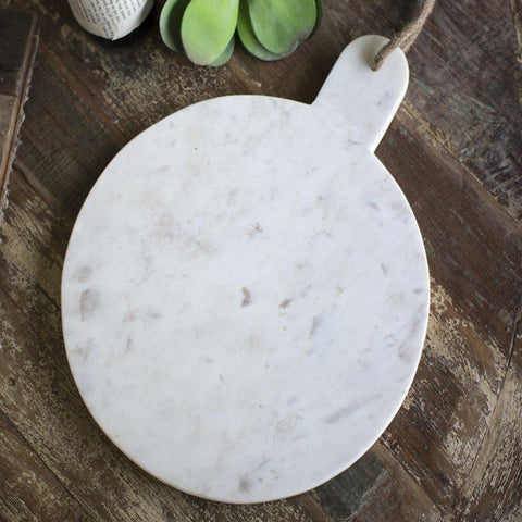 Round White Marble Cutting Board With Jute Handle Set Of 2