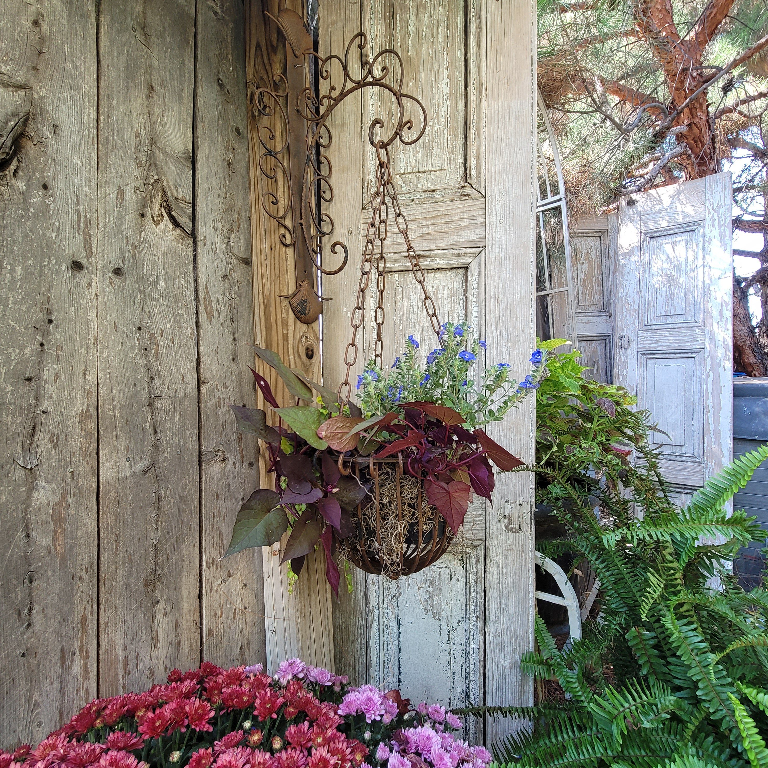 retro hanging planter Rustic Iron Hanging Flower Planter Basket