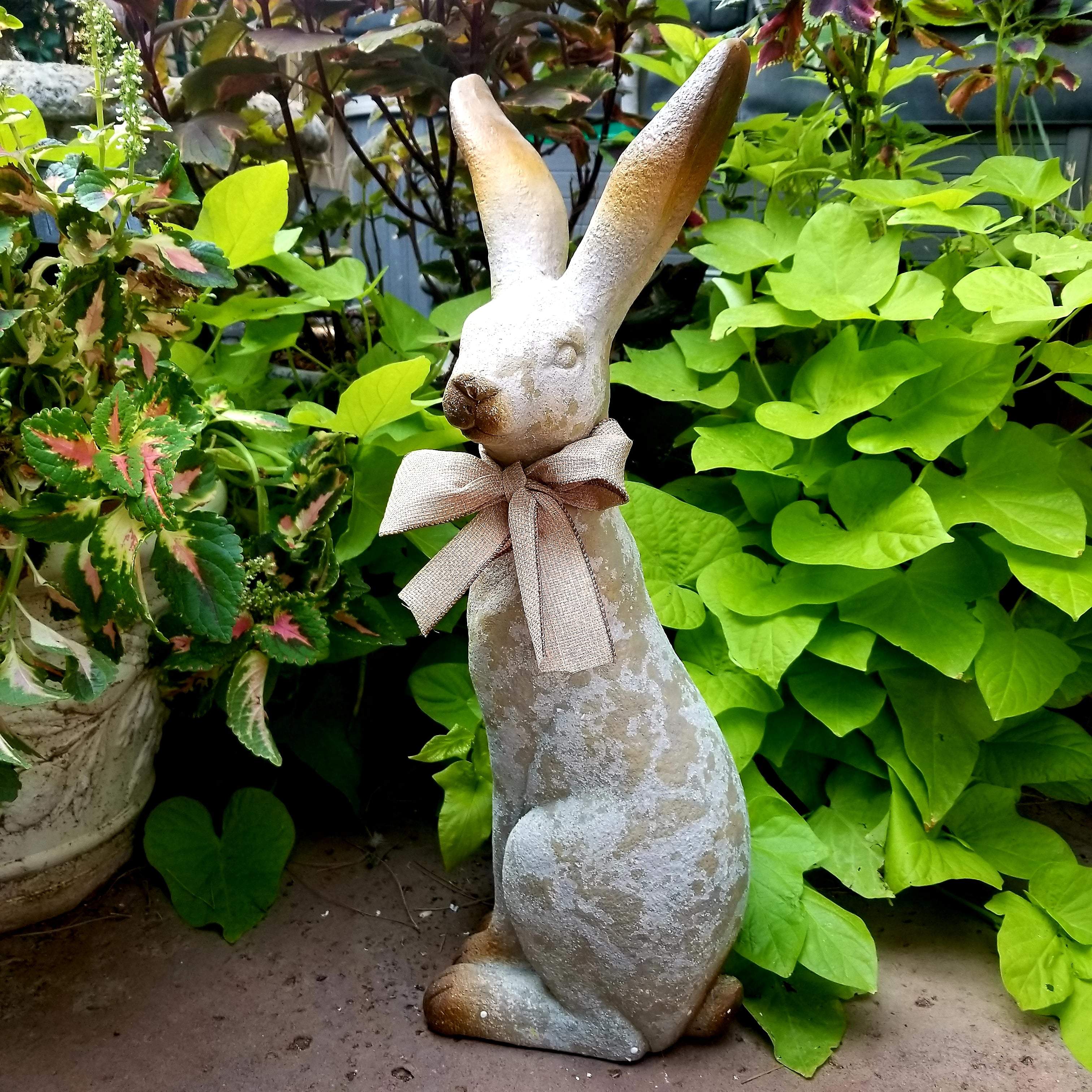 Rustic Resin Tall Garden Bunny Rabbit Figurine Statue 24
