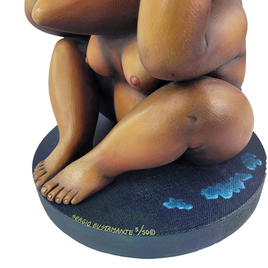 Sergio Bustamante Modern Ceramic Sculpture Crescent Moon In The Shower