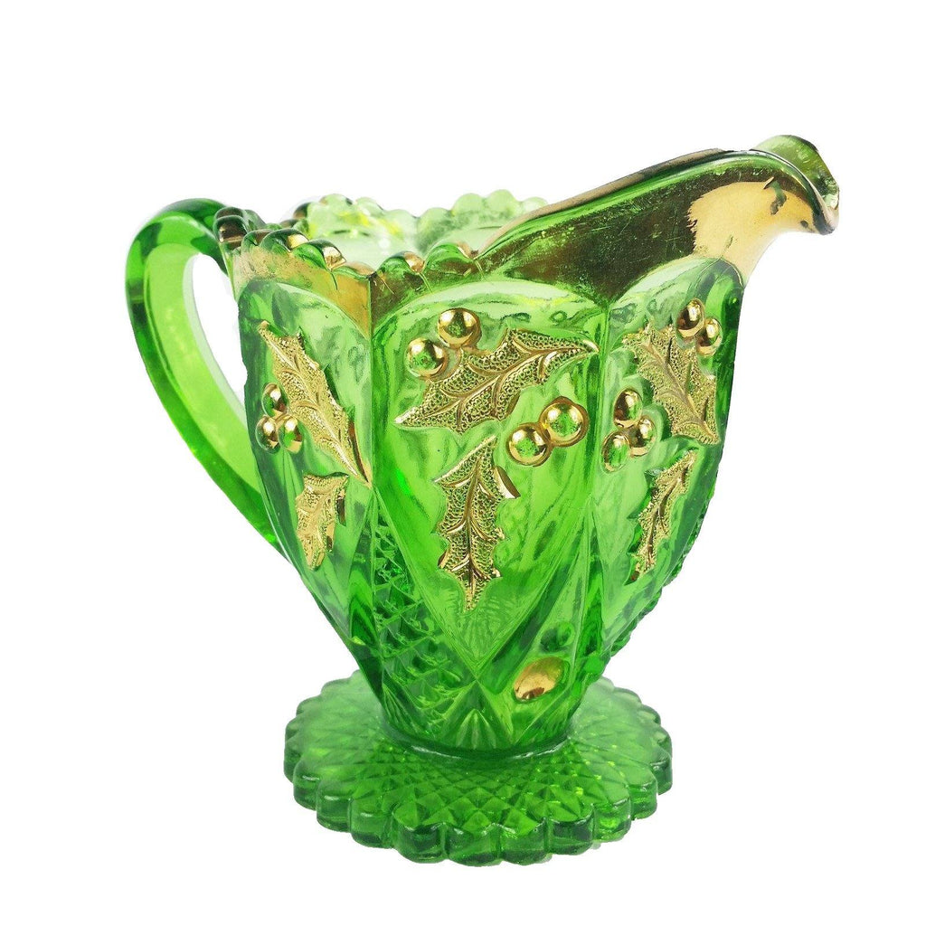 Signed Antique Northwood Early American Pattern Glass Creamer Paneled Holly