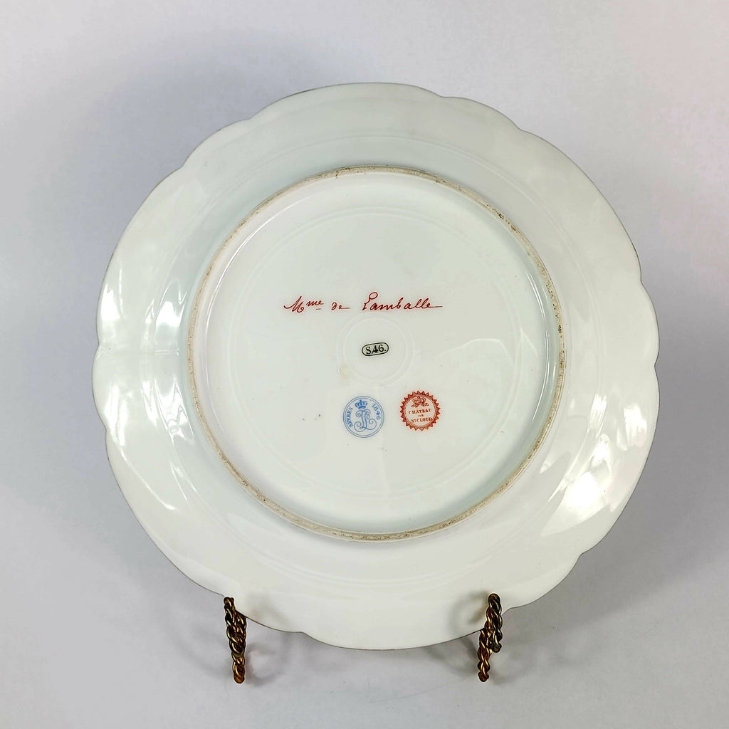 Signed Antique Sevres Hand Painted Madam De Lamballe Porcelain Portrait Plate