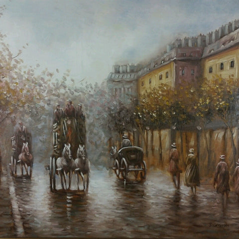 Signed Johnny Gaston Oil Painting French Street Scene