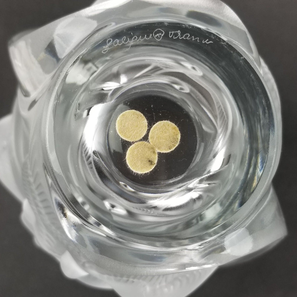 Signed Lalique Martinets Art Glass Frosted Crystal Vase Raised Birds 10"