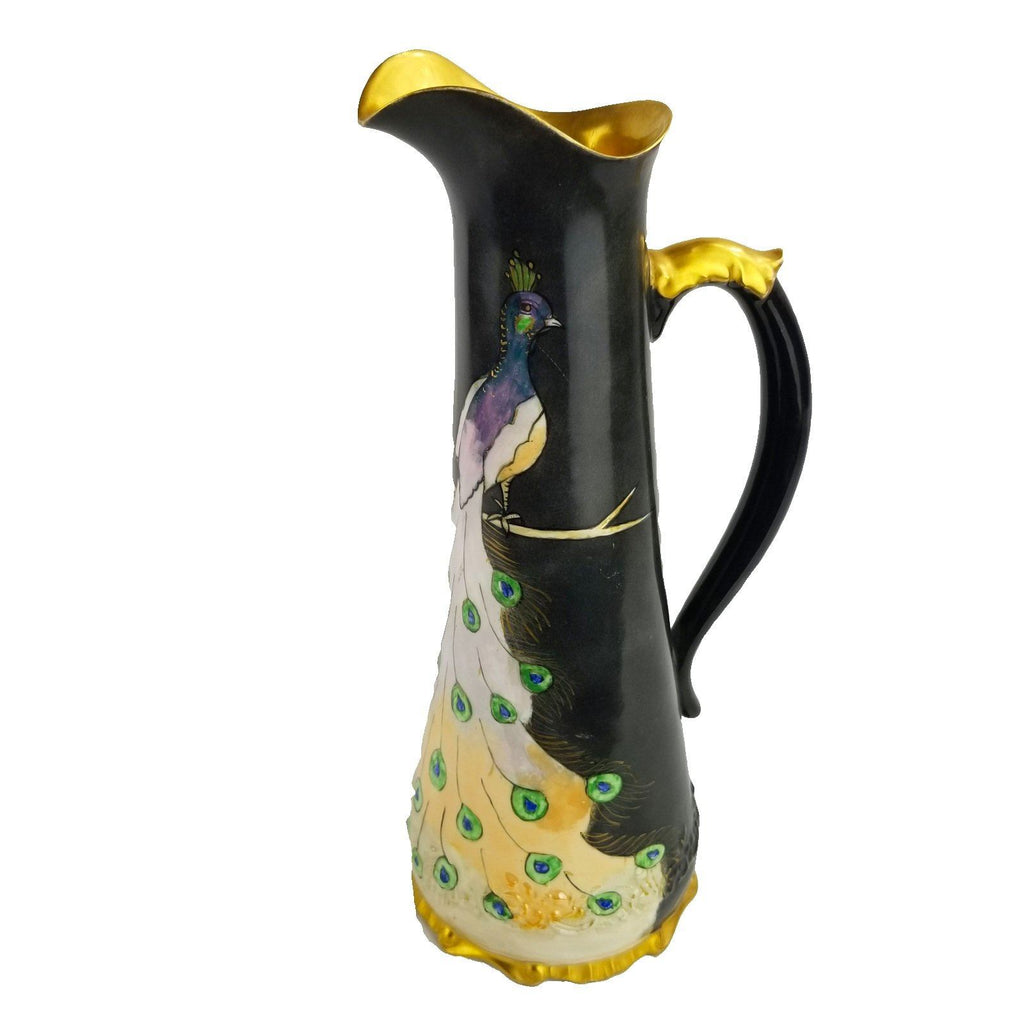 Signed Limoges Peacock Tankard Pitcher Klingerberg Dwenger A.K.D France