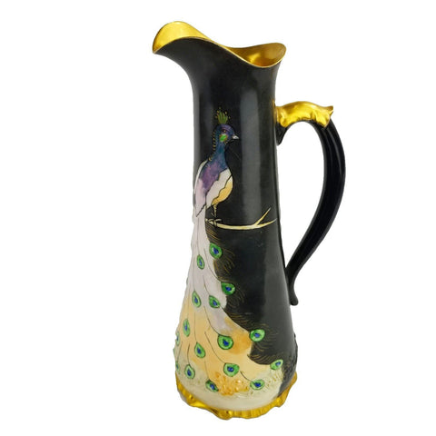Signed Limoges Peacock Tankard Pitcher Klingerberg Dwenger A.K.D France