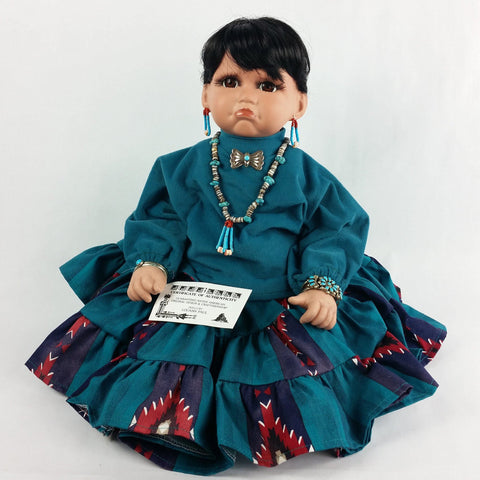 Signed Native American Indian Porcelain Doll