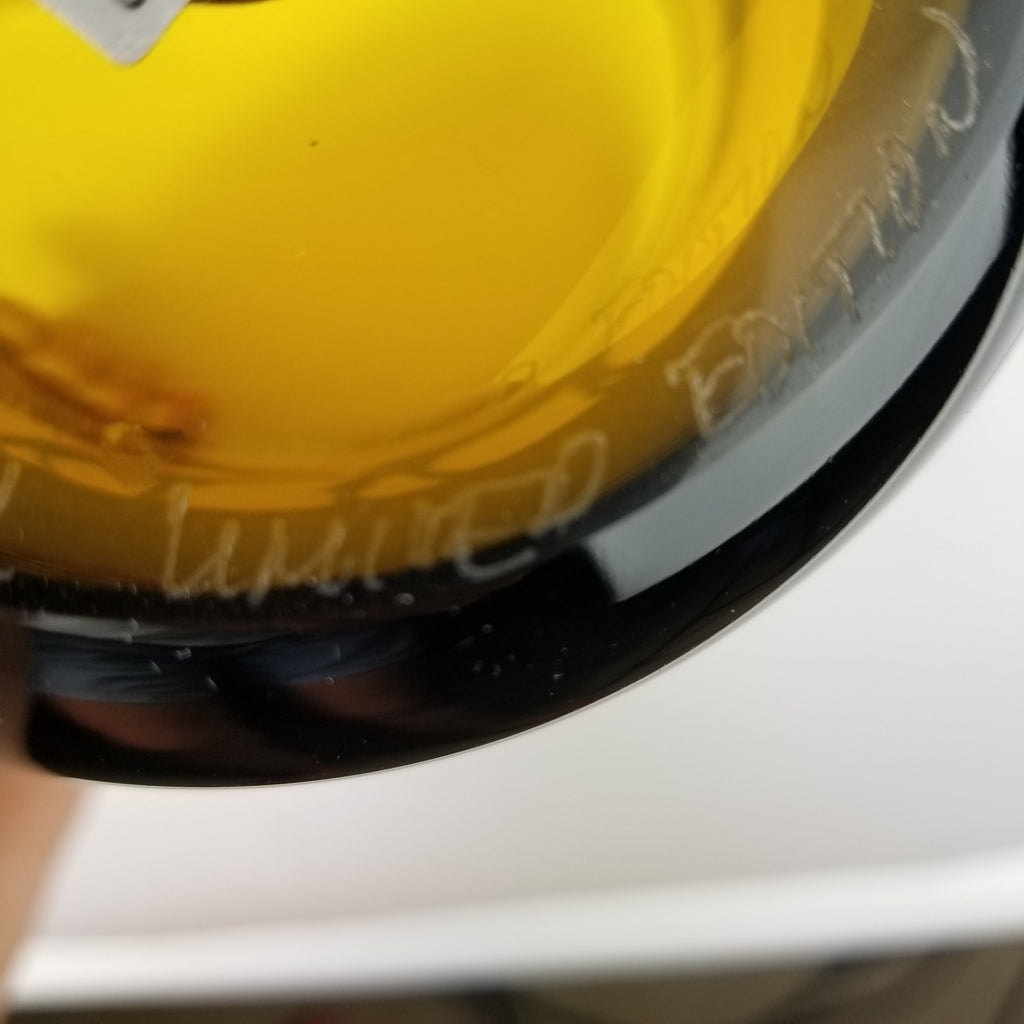 Steven Correia Amber Black Giraffes Art Glass Vase