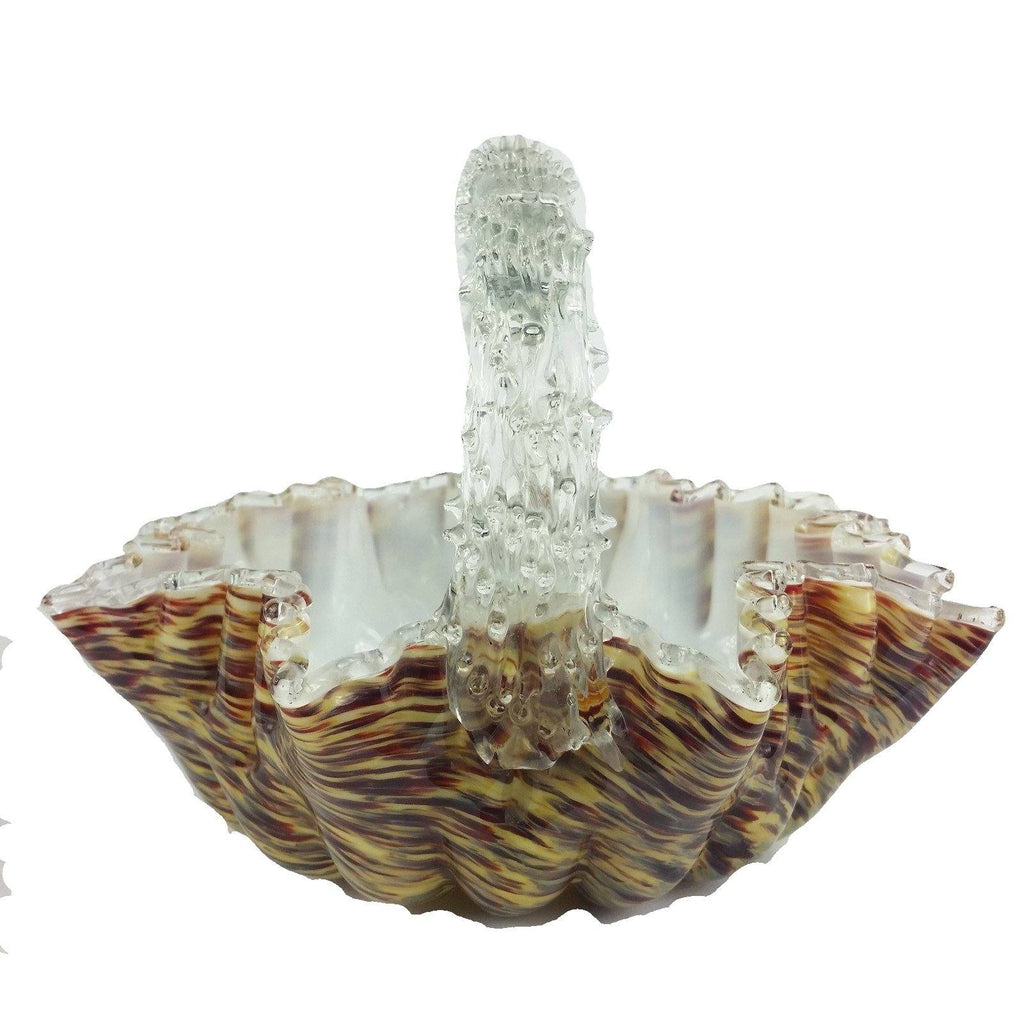 Stevens and Williams Thorn Handle Spatter Glass Basket