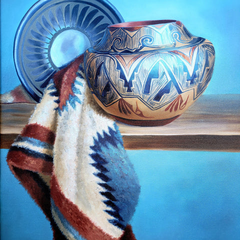 Sue Krzyston Oil On Canvas Southwest Still Life Painting Spirits In The Wind