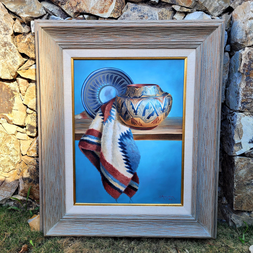 Sue Krzyston Oil On Canvas Southwest Still Life Painting Spirits In The Wind