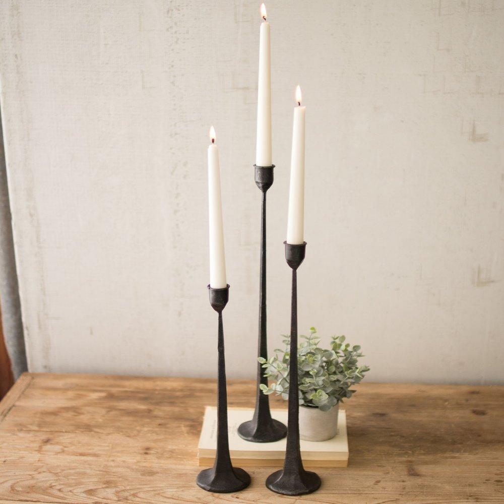 Tall Cast Iron Taper Candle Holder Set of 3 - City Farmhouse Antiques
