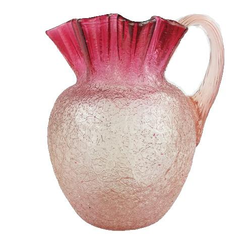 Thomas Webb Peachblow Crackle Glass Pitcher
