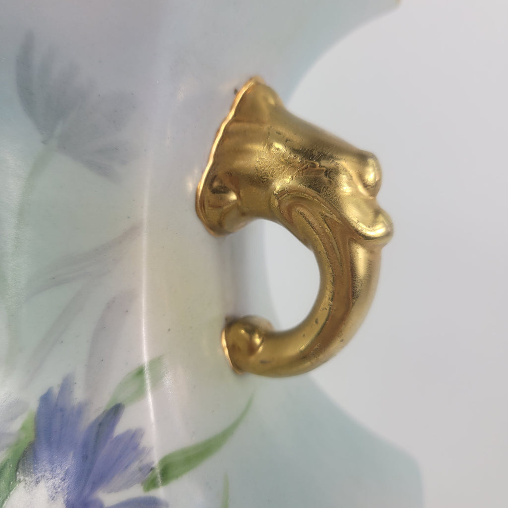 Vintage Hand Painted Nippon Porcelain Vase Double Dolphin Handles