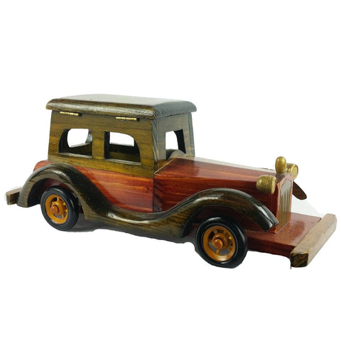 Vintage Wood Toy Car with Hinged Lid