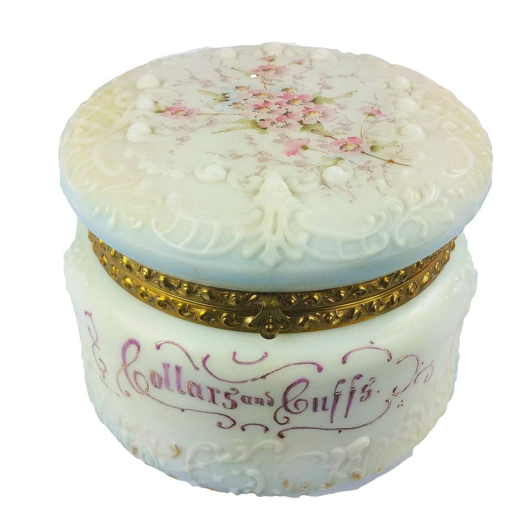 Wave Crest Opalware Glass Collars and Cuffs Dresser or Jewelry Box by CF Monroe