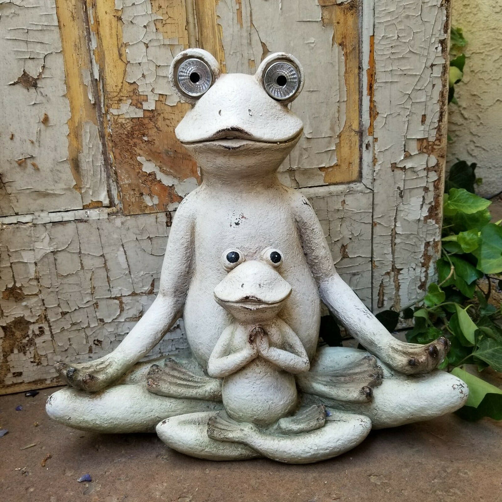 Yoga Frog & Baby Solar Light Garden Statue - City Farmhouse Antiques
